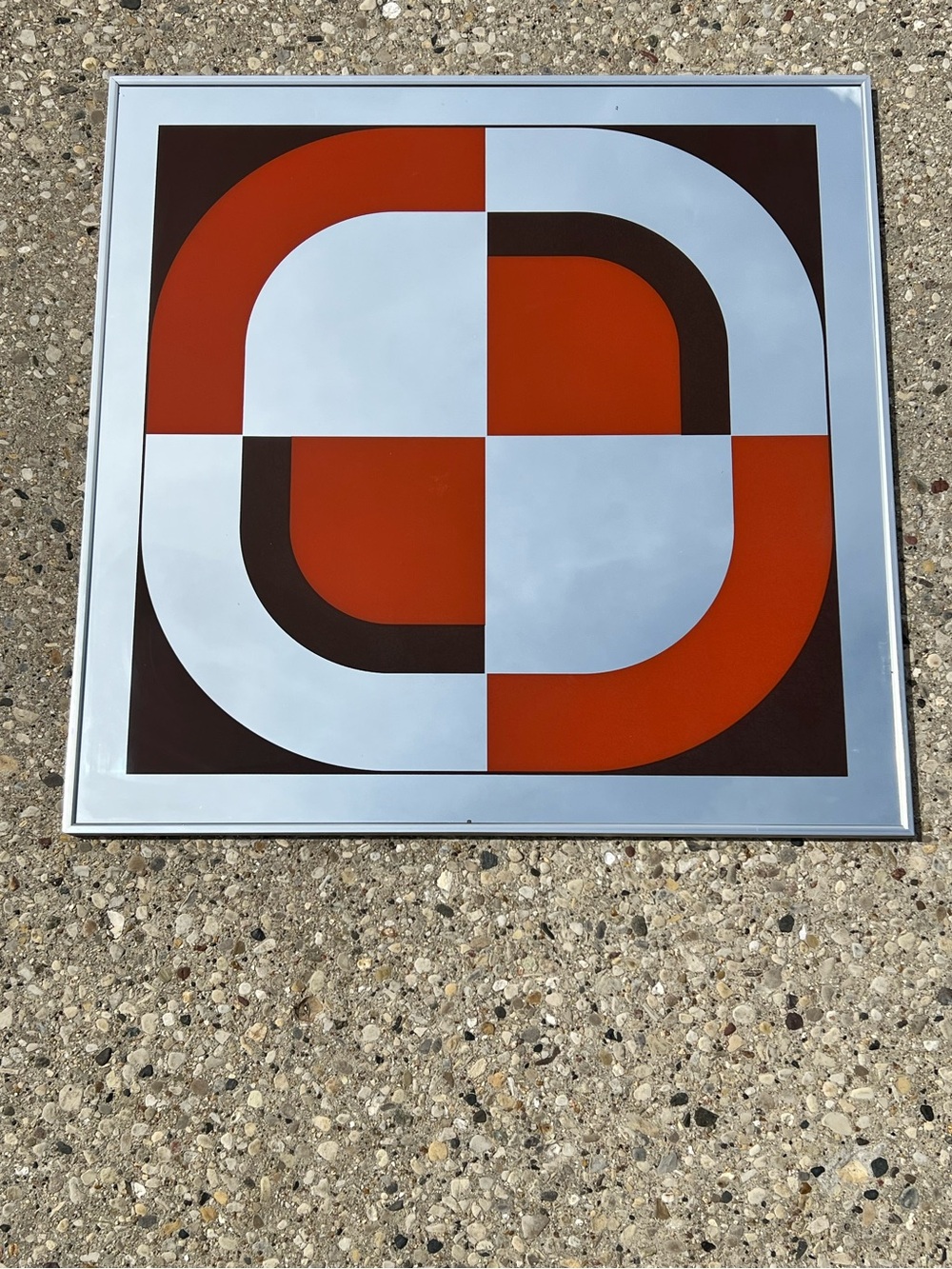 RARE Orange brown Vintage OP Wall Mirror Turner 30" x 30"